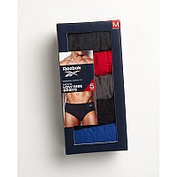 Reebok Mens Underwear Low Rise Briefs With Contour Pouch 5 Pack Size Large Charcoalcrimsonsharkskinblackevening Blue