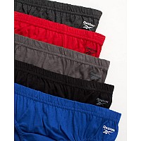 Reebok Mens Underwear Low Rise Briefs With Contour Pouch 5 Pack Size Large Charcoalcrimsonsharkskinblackevening Blue