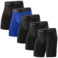 5 Pack Compression Shorts Men Performance Spandex Sport Athletic Shorts Workout Running Underwear Baselayer Large