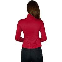 Ny Threads Womens Turtleneck Long Sleeves Shirt Red