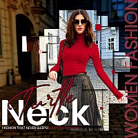 Ny Threads Womens Turtleneck Long Sleeves Shirt Red