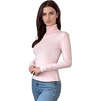 Ny Threads Womens Turtleneck Long Sleeves Shirt Baby Pink