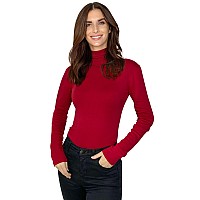 Ny Threads Womens Turtleneck Long Sleeves Shirt Red