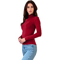 Ny Threads Womens Turtleneck Long Sleeves Shirt Red