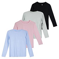 4 Pack Girls Girl Long Sleeve Tshirts Shirt Tshirt Shirts Tees Active Tshirts Tops Dry Fit Crew Neck Active Athletic Essential