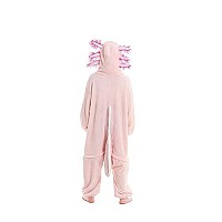 Darkcom Axolotl Onesie Unisex Adult Animal Pajamas Flannel One Piece Cosplay Halloween Costume For Women Men Large