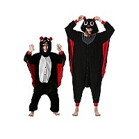 Darkcom Animal Onesie Unisex Adult Pajamas Flannel One Piece Cosplay Bat Halloween Costume For Women Men Small