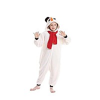 Darkcom Snowman Onesie Unisex Adult Animal Pajamas Flannel One Piece Cosplay Halloween Costume For Women Men Medium