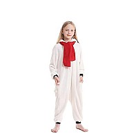 Darkcom Snowman Onesie Unisex Adult Animal Pajamas Flannel One Piece Cosplay Halloween Costume For Women Men Medium