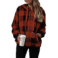 Yanekop Sherpa Hoodie Fuzzy Fleece Hoodie Womens Gifts For Christmas Oversized Sweatshirt For Womenb Orange Black Xl