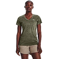 Under Armour Womens Tech Vneck Twist Shortsleeve Tshirt 504 Grove Greenmarine Od Greenmetallic Silver Small