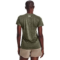 Under Armour Womens Tech Vneck Twist Shortsleeve Tshirt 504 Grove Greenmarine Od Greenmetallic Silver Small