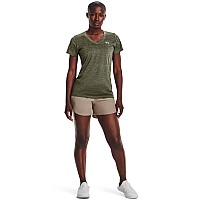 Under Armour Womens Tech Vneck Twist Shortsleeve Tshirt 504 Grove Greenmarine Od Greenmetallic Silver Small