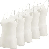 Bqtq 5 Pcs White Camisoles For Women Spaghetti Strap Basic Camisole Tank Tops L