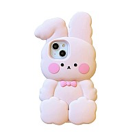 Yakvook Bunny For Iphone 14 Case Kawaii Phone Cases Cases 3D Silicone Cartoon Cotton Rabbit Case Fun Apply To Iphone 14 Cute Ca