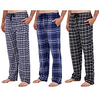 3 Pack Mens Big Tall King Size Pajama Pants Cotton Super Soft Pajamas Men Flannel Bottoms Fleece Buffalo Plaid Pj Lounge Pant