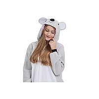 Darkcom Animal Onesie Unisex Adult Pajamas Flannel One Piece Cosplay Koala Halloween Christmas Costume For Women Men Medium