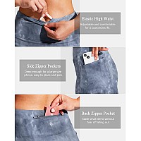 Santiny 19 Golf Skorts Skirts For Women Zipper Pockets Knee Length Skort Womens High Waist Athletic Tennis Skirt Grey Tiedy