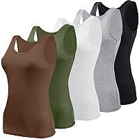 Bqtq 5 Pcs Basic Tank Tops For Women Undershirt Tank Top Sleeveless Under Shirts Xl