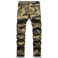 Aititia Mens Ripped Camouflage Slim Fit Stretch Jeans 34 6614 Camouflage