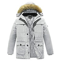 Soularge Mens Big And Tall Winter Warm Heavy Hooded Parka Jacket Light Grey 4X