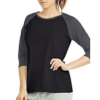 Women 34 Sleeve Baseball Tee Raglan Shirts Jersey Tops Quarter Sleeve Shirt Tees Lbt001 M Blkchc