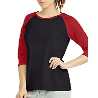 Women 34 Sleeve Baseball Tee Raglan Shirts Jersey Tops Quarter Sleeve Shirt Tees Lbt001 M Blkburg