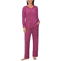 Nautica Womens Pajamas Cozy Silky Fleece 2 Piece Long Sleeve Winter Sleepwear Set For Women Stamp Geo Small Purple