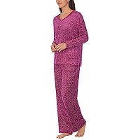 Nautica Womens Pajamas Cozy Silky Fleece 2 Piece Long Sleeve Winter Sleepwear Set For Women Stamp Geo Small Purple