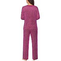 Nautica Womens Pajamas Cozy Silky Fleece 2 Piece Long Sleeve Winter Sleepwear Set For Women Stamp Geo Small Purple