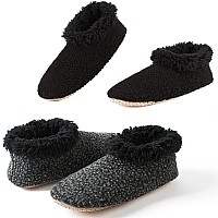 Cozylook 2Pack Mens House Slippers Soft Soles Warm Indoor Fuzzy Shoes Unique Cozy Christmas Gifts For Dad Papa Grandpa Boyfr