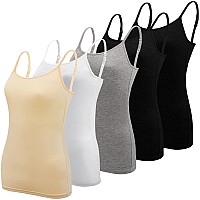 Bqtq 5 Pcs Womens Camisole Tank Tops Undershirt Spaghetti Strap Camisoles Pack M