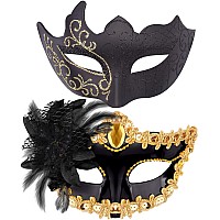 Siquk Masquerade Mask For Couple Women And Men Mardi Gras Mask Couples Party Mask Venetian Mask Halloween Costume Mask Rhineston