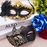 Siquk Masquerade Mask For Couple Women And Men Mardi Gras Mask Couples Party Mask Venetian Mask Halloween Costume Mask Rhineston