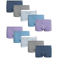 Reebok Girls Underwear Seamless Boyshort Panties 10 Pack Size Small Evening Bluesharkskinwhite Stripesdusty Blueviolet Bl