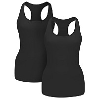 Euyzou Womens 2Pk Tummy Control Shapewear Tank Tops Seamless Compression Racerback Vest Body Shaper Tank Top Black S