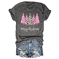 Womens Merry Christmas Tshirt Casual Short Sleeve Xmas Christmas Tree Graphic Tees Tops2023Dark Grey2 Xxl