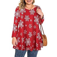 Belaroi Christmas Tops Plus Size Tops For Women 34 Sleeve Comfy Tunic Shirts For Leggings Loose Casual Tshirt2X Flower62