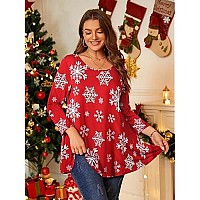 Belaroi Christmas Tops Plus Size Tops For Women 34 Sleeve Comfy Tunic Shirts For Leggings Loose Casual Tshirt2X Flower62