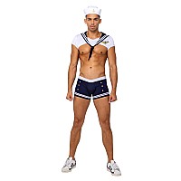 6179 3Pc Mens Sailor Stud Medium Whiteblue