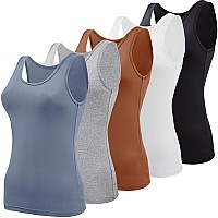 Bqtq 5 Pcs Womens Tanks Top Sleeveless Tank Top Ladies Undershirt Tank For Women S