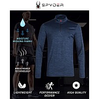 Spyder Mens Active Shirt Quarter Zip Long Sleeve Fitted Performance Pullover 14 Zip Camo Workout Top For Men Sxl Size