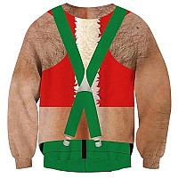 Raisevern Ugly Christmas Sweaters For Men Fake Hairy Pullover Sweatshirts Funny Xmas Party Long Sleeve Shirts Winter Holiday Fes