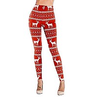 Christmas Christmas Costumes For Women Reindeer And Horizontal Striped Tribal Leggings Stretchy Tights 2Xl