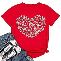 Womens Merry Christmas Shirt Casual Xmas Family Party Graphic Tees Topsm 812Red2