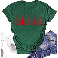 Womens Christmas Tree Shirt Casual Xmas Family Party Graphic Tees Tops814Green1 Xxl