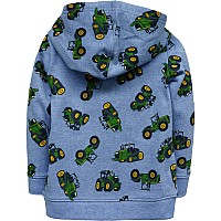 John Deere Kids Clothes Boys Hoodie Zip Up Sweatshirt Tractor Pattern Size 3T