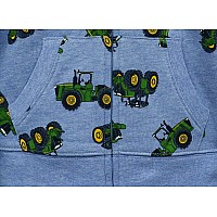 John Deere Kids Clothes Boys Hoodie Zip Up Sweatshirt Tractor Pattern Size 3T