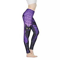 Xhuibop Halloween Cat Haunted Mansion Workout Pants High Waist Tummy Control Yoga Leggings Butt Lift For Women Medium Size Activ