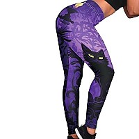 Xhuibop Halloween Cat Haunted Mansion Workout Pants High Waist Tummy Control Yoga Leggings Butt Lift For Women Medium Size Activ